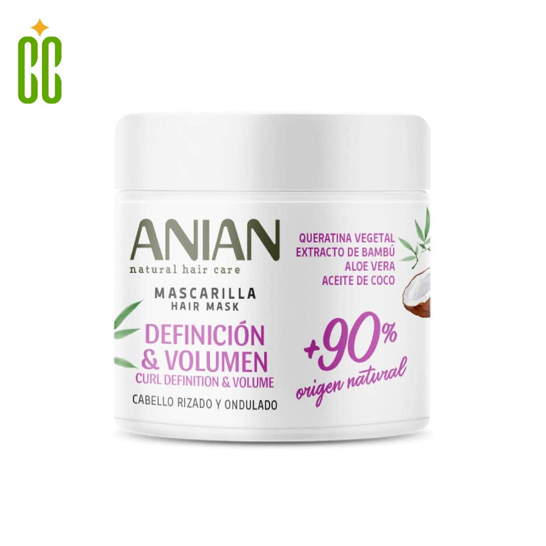 ANIAN - Mascarilla Definición y Volumen, Cabello Rizado y Ondulado, 350 ml