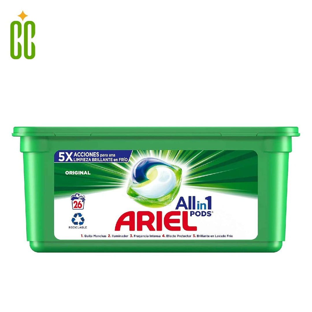 ARIEL - Todo En Uno PODS, Cápsulas De Detergente Líquido Original 26 Lavados