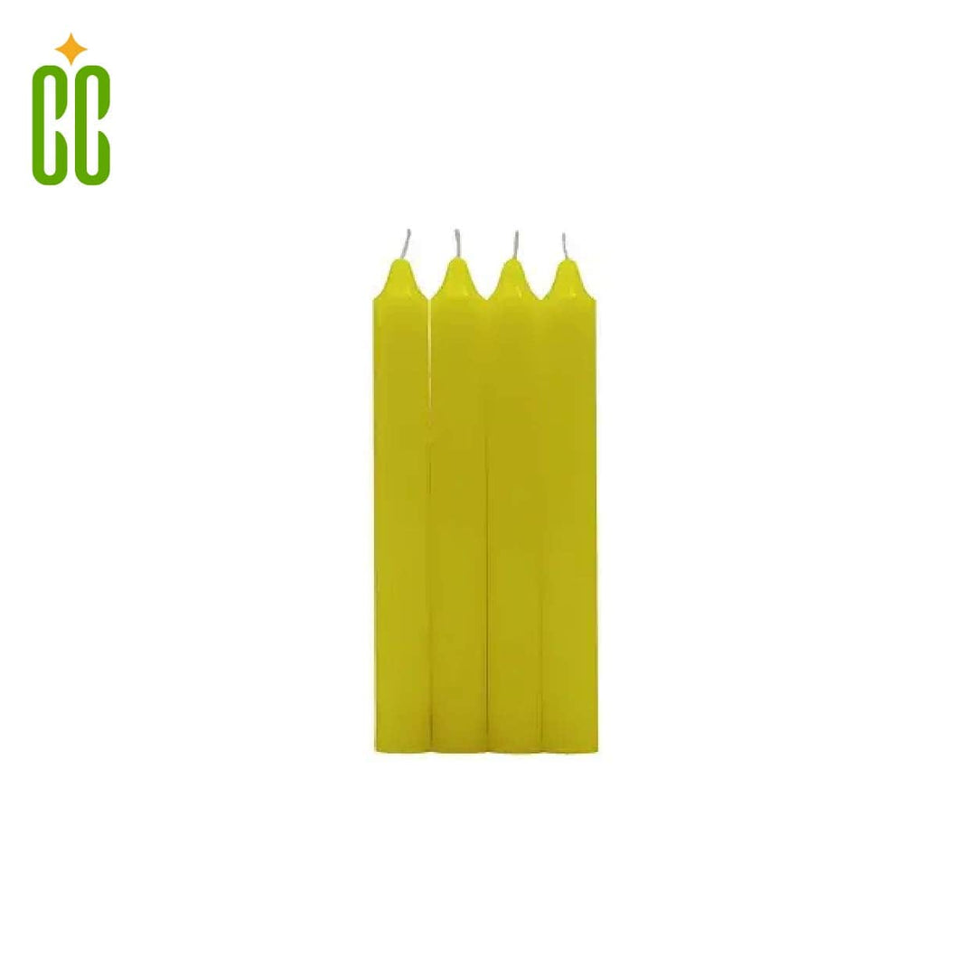 Adisco - Esencial Vela Colores Amarillo, 1 Paquete de 4 Unidades