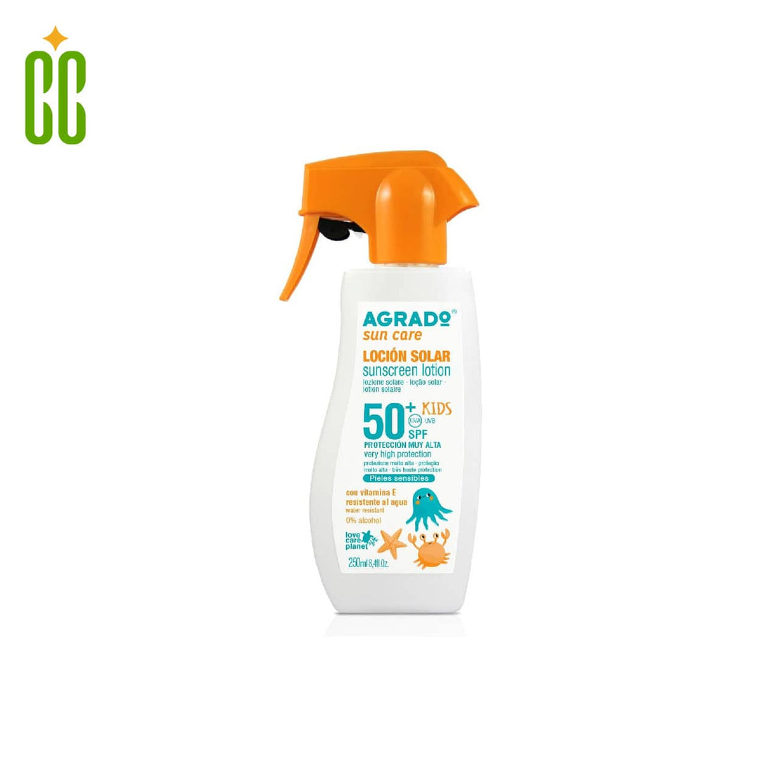 Agrado - Loción solar kids SPF50+ | Resistente al agua | 250ml