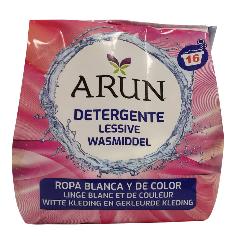 Arun Detergente en Polvo 16 Dosis Ropa Blanca y de Color, 1KG Cosmo Cosmetics