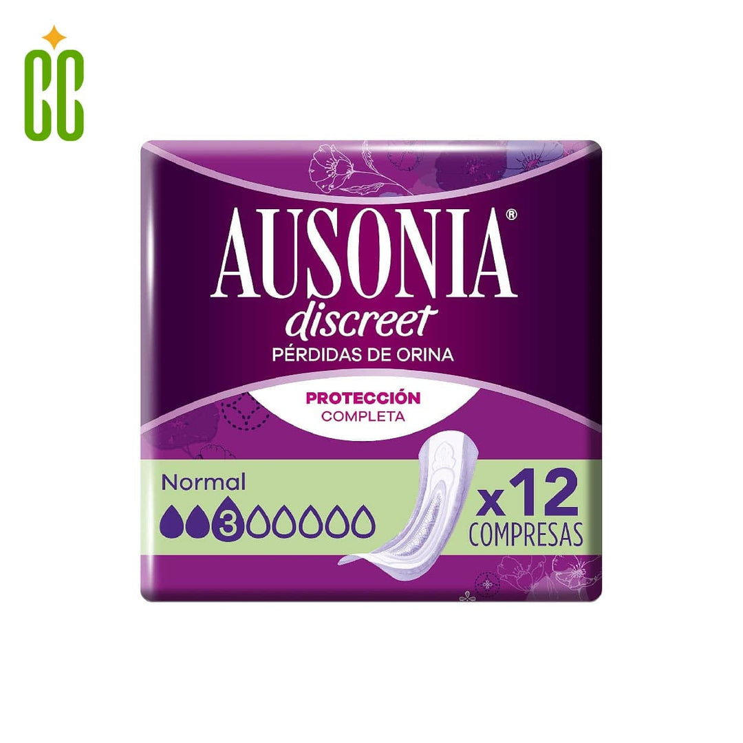 Ausonia Discreet Compresas Proteccion Completa 3 Normal, 12 unidades