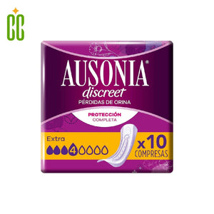 Ausonia Discreet Compresas Proteccion Completa, 4 Extra, 10 unidades