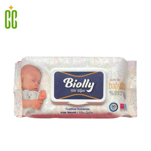 Biolly - Toallitas Húmedas Bebé, 99% Agua, 1 Paquete, 80 unidades