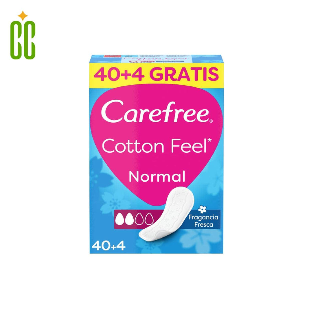 Carefree - Cotton Feel Normal, Protectores de Bragas, Tamaño Normal, 40 + 4 Gratis
