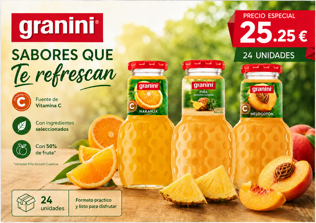 Granini Naranja, Piña,Melocoton 200ml 24 Unidades