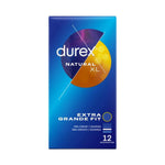 Durex Natural XL, Extra Grande Fit, 12 preservativos