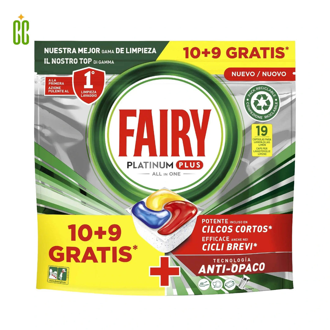 Fairy Lavavajillas Platinum Plus All in One 19 Capsulas, 295g