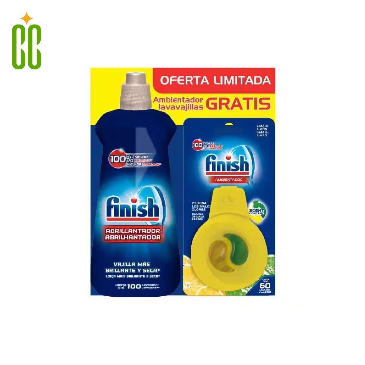 Finish Lavavajillas Abrillantador Regular, más Ambientador para lavavajillas Limón 500ml