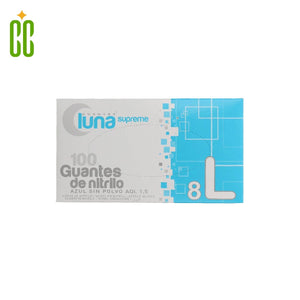 LUNA Guantes de Nitrilo Azul, 8L, 100 unidades