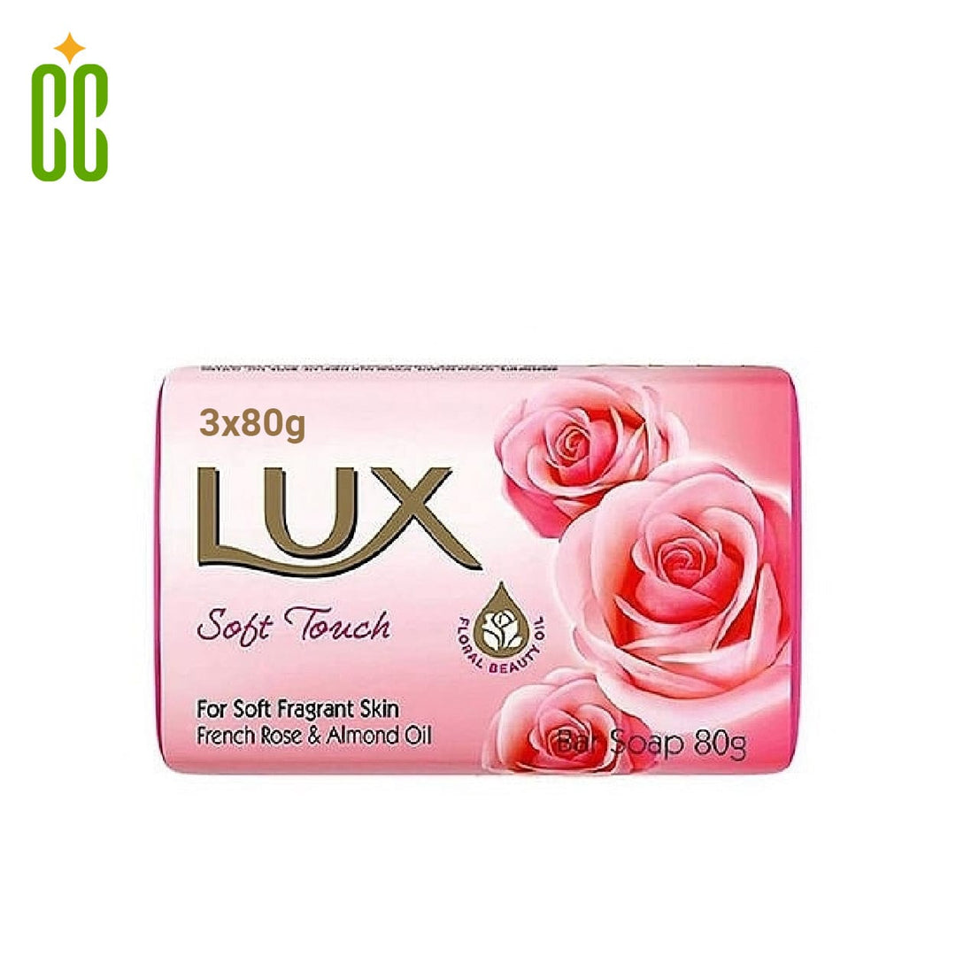 LUX - Jabón Soft Touch para Aroma Suave de French Rose y Almond Oil, 3 x 80g