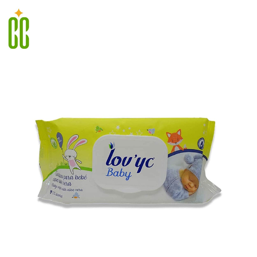 Lov'yc - Toallitas para Bebé con Aloe Vera, 99% Agua, 1 Paquete, 72 unidades