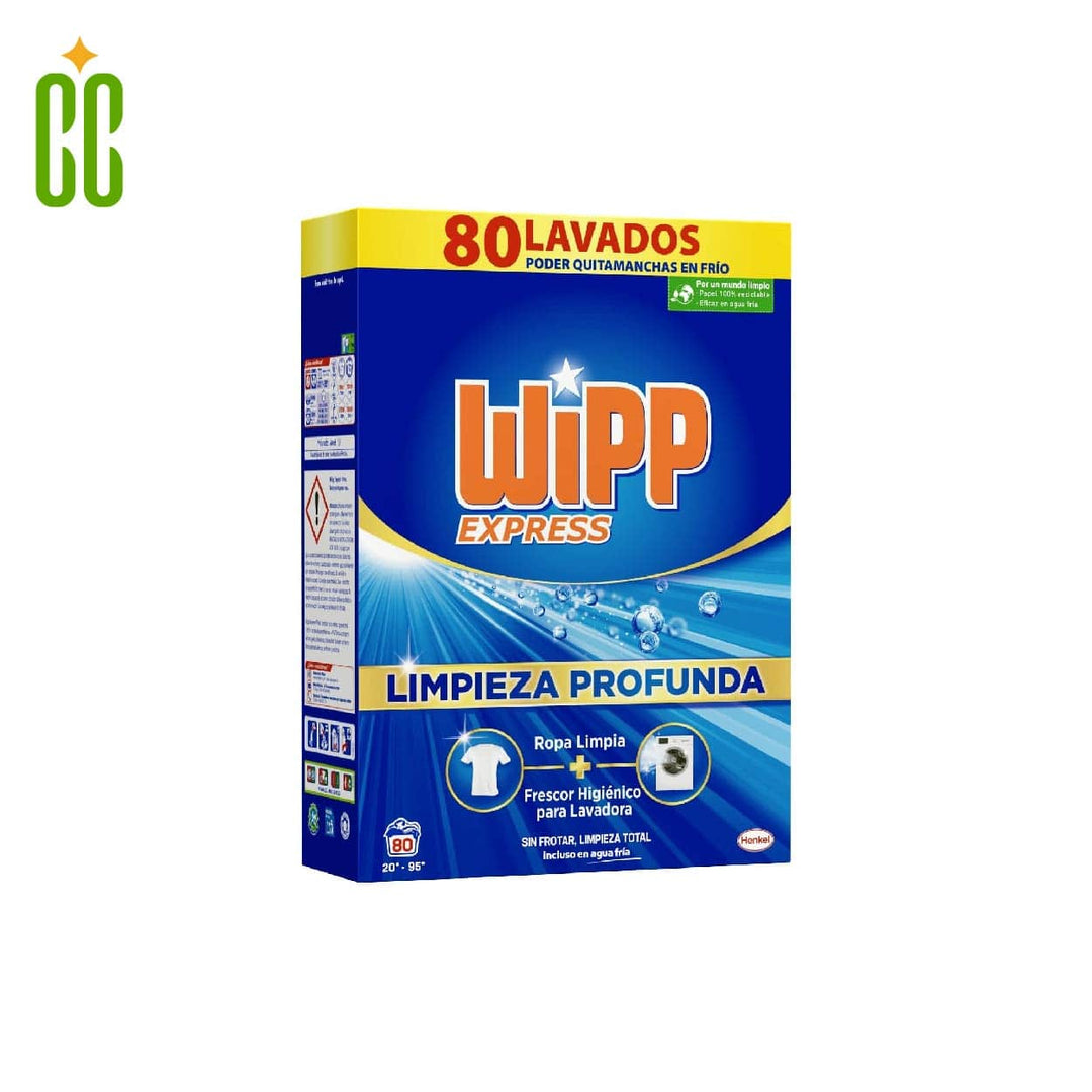 Wipp Express Detergente en Polvo Limpieza Profunda, 80 lavados, 4kg
