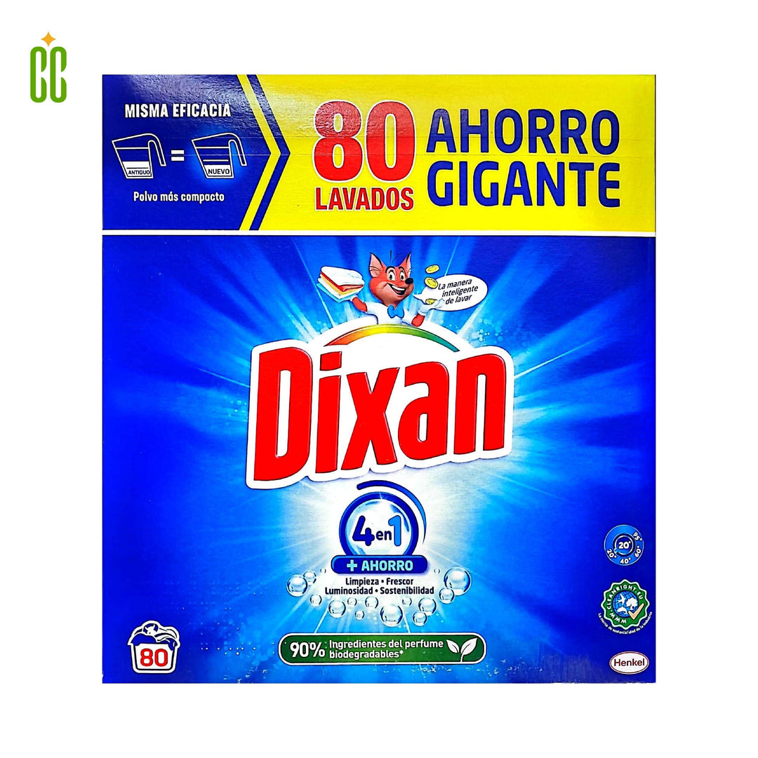 Dixan 4en1 Detergente Polvo 80 Lavados, 3.960Kg