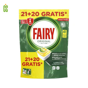 Fairy Original Todo En Uno Cápsulas de Lavavajillas Fairy, Limón, 21 + 20 Cápsulas