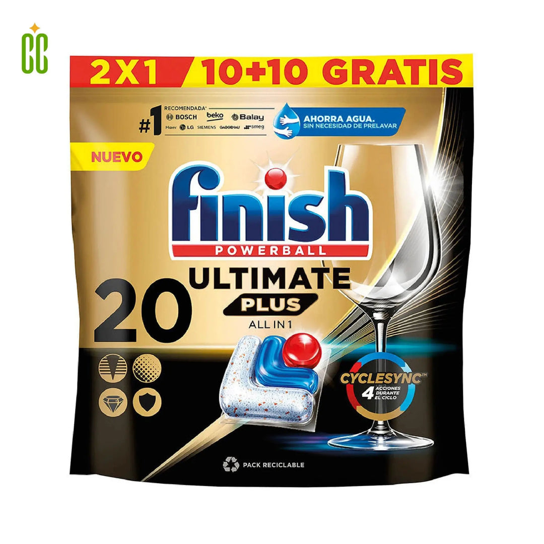 Finish Powerball Ultimate Plus Todo en Uno Lavavajillas, 20 Capsulas 244g