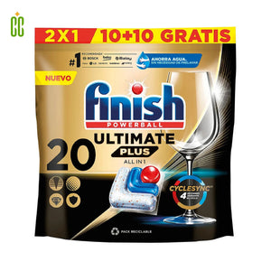 Finish Powerball Ultimate Plus Todo en Uno Lavavajillas, 20 Capsulas 244g